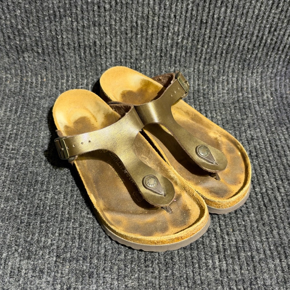 Birkenstock Gizeh Sandals Womens 36 Bronze Metallic Thong Buckle Cork Footbed